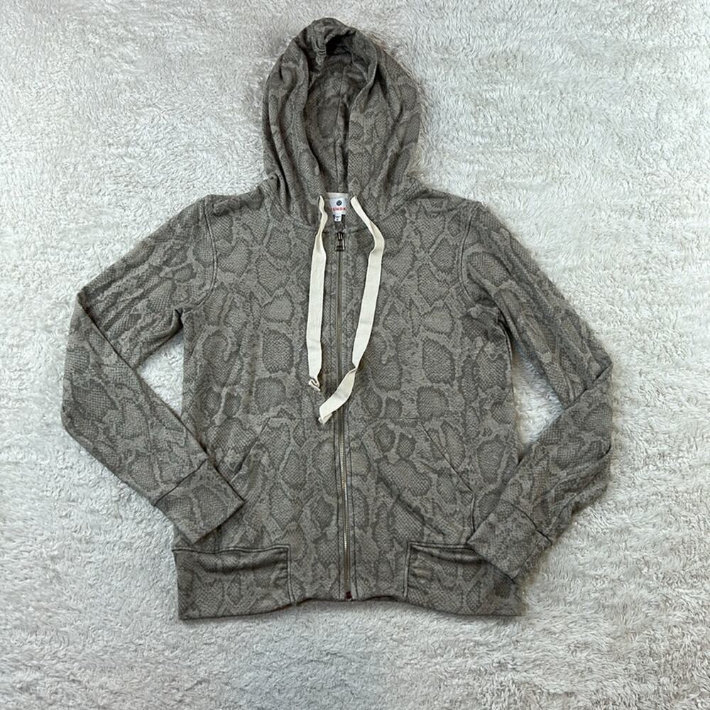 Sundry Tan Python Snake Print Soft Zip Up Hoodie … - image 4